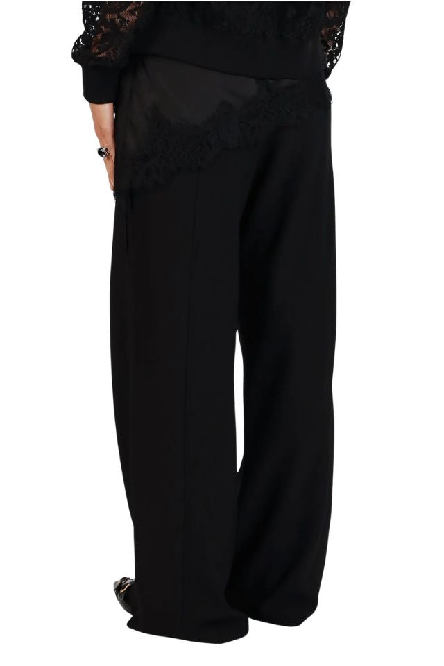 Wide Leg Knit Tux Pant - Black