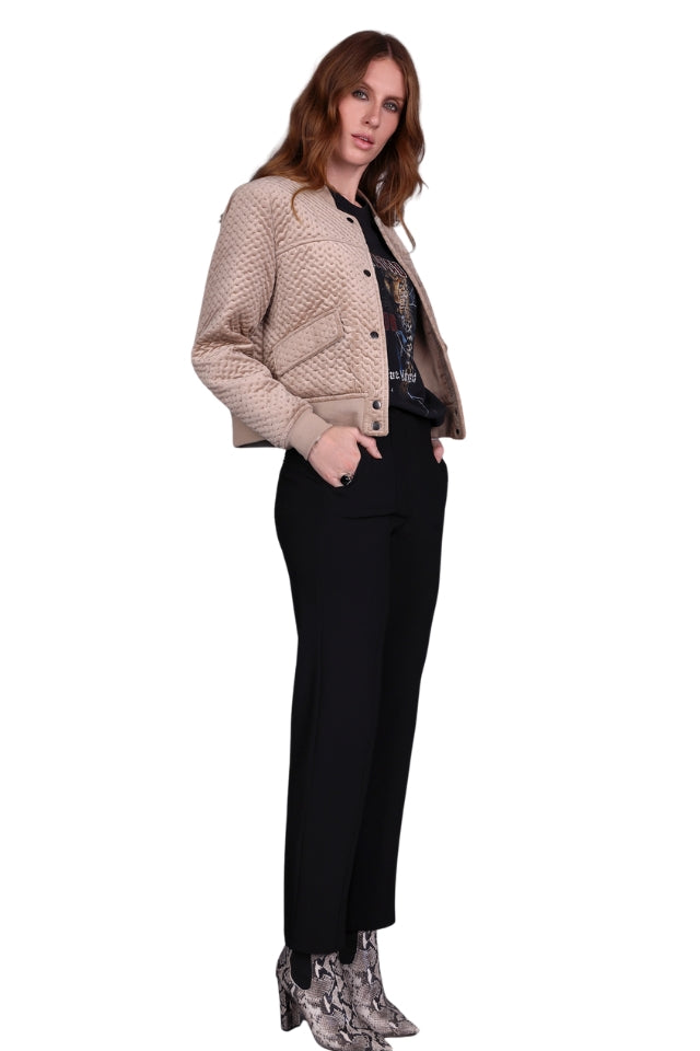 Crop Velvet Bomber - Taupe