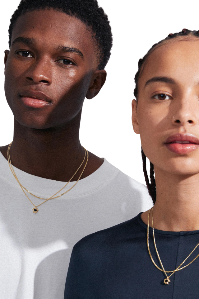 Act Necklace - Gold Plated, Black