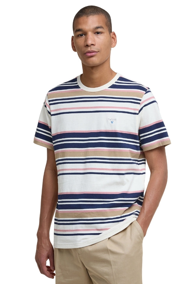 Aickmen Tailored Striped T-Shirt - Whisper White