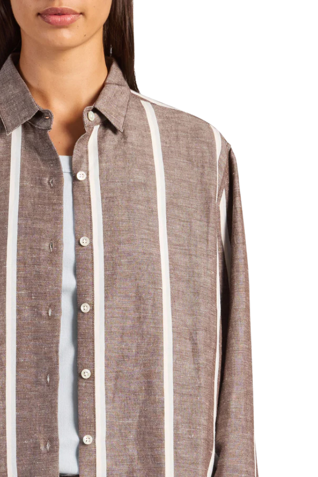 Alma Stripe Shirt - Coffee Bean/Bleach Blue