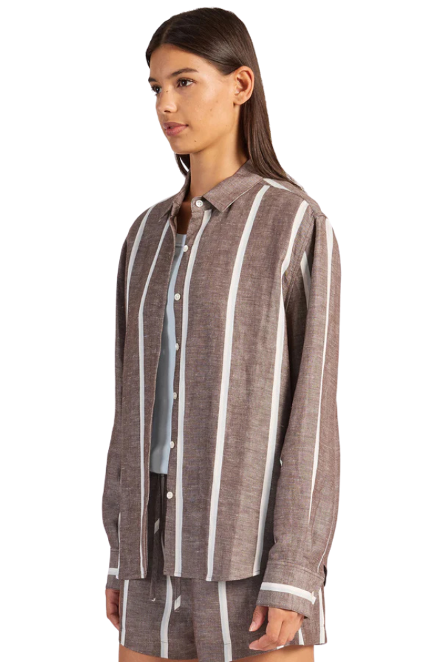 Alma Stripe Shirt - Coffee Bean/Bleach Blue