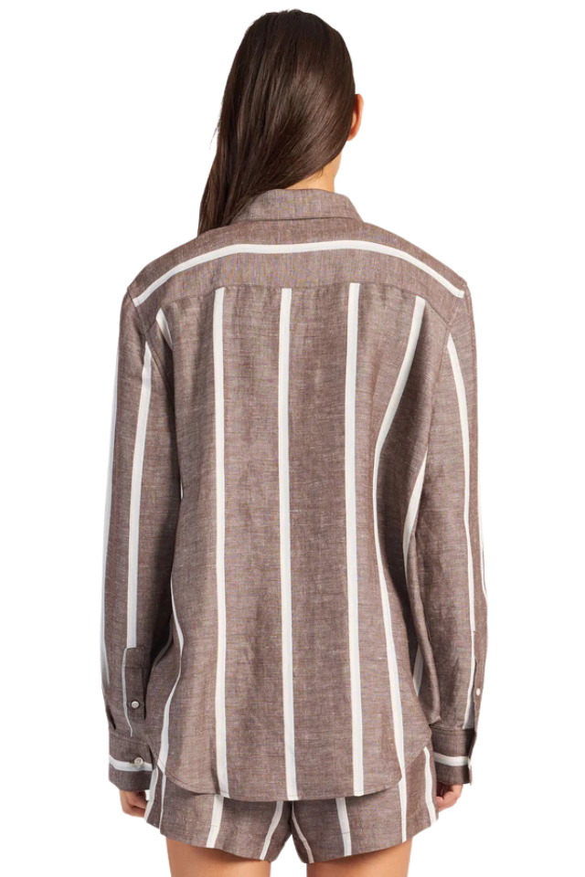 Alma Stripe Shirt - Coffee Bean/Bleach Blue