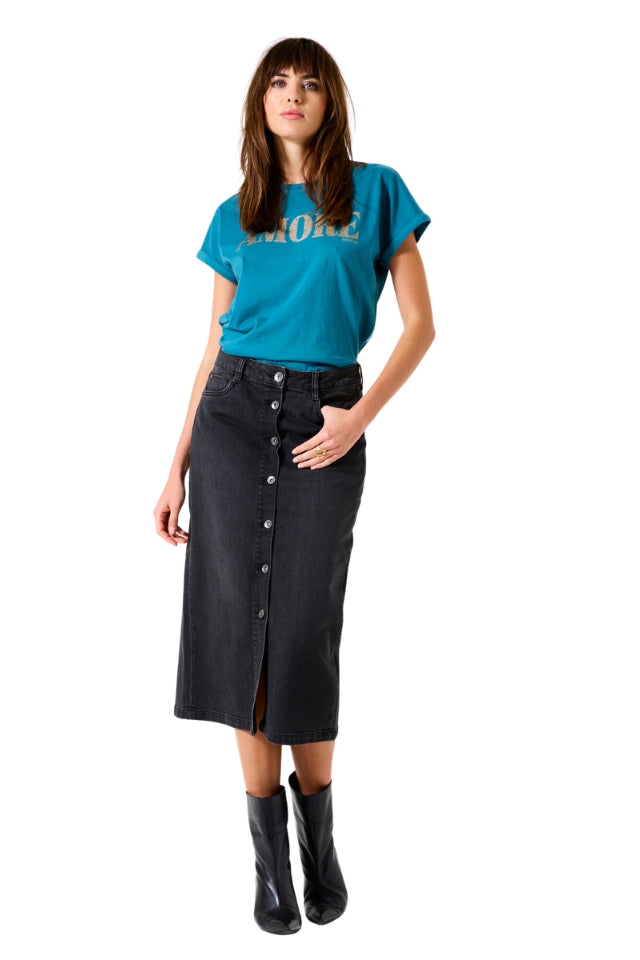 Denim Midi Skirt- Medium Used