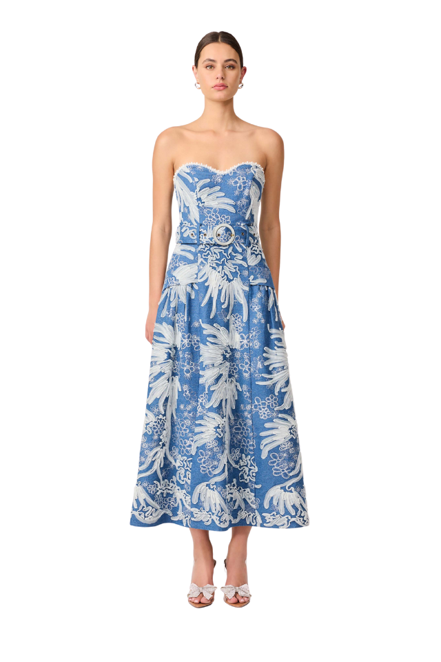 Anneliese Midi Dress - Blue Ivory