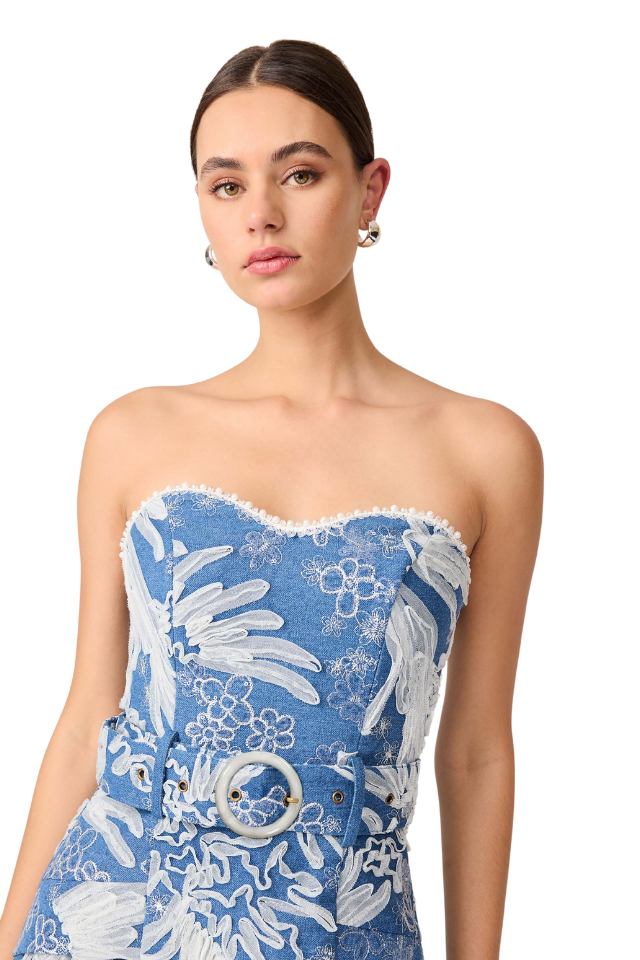 Anneliese Midi Dress - Blue Ivory