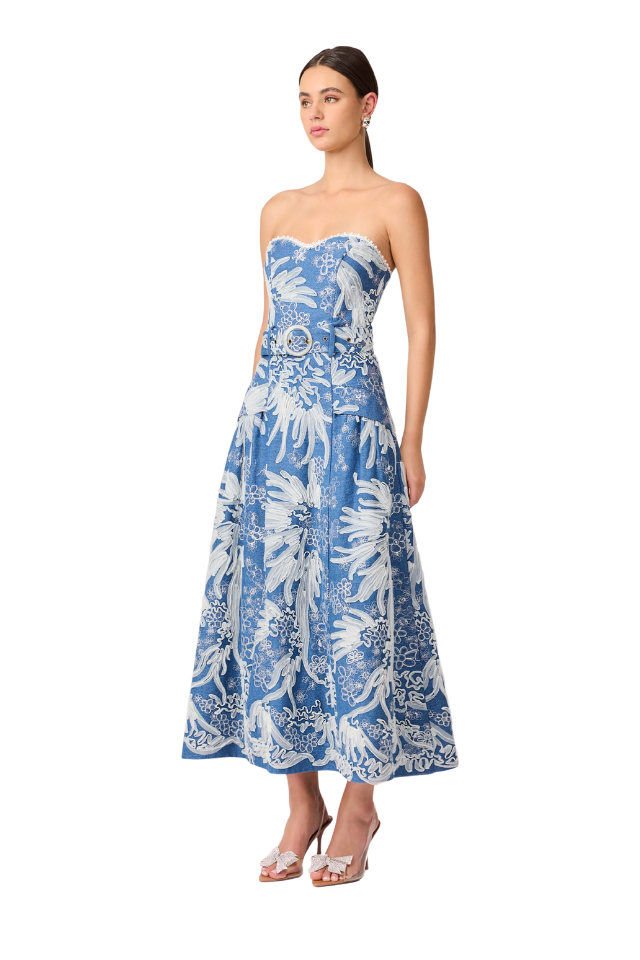 Anneliese Midi Dress - Blue Ivory