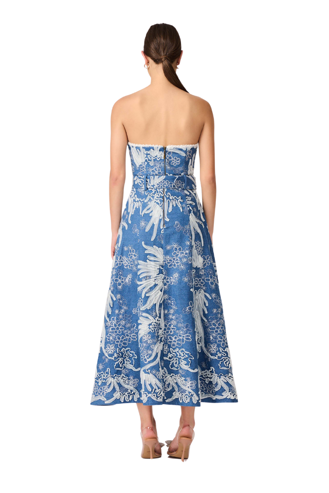 Anneliese Midi Dress - Blue Ivory