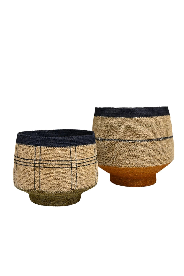 Kintu Collection Sivelle Basket - Natural w/Stripe