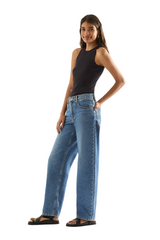 Avril Low Slouchy Wide Leg Jean - Moment Mid Blue