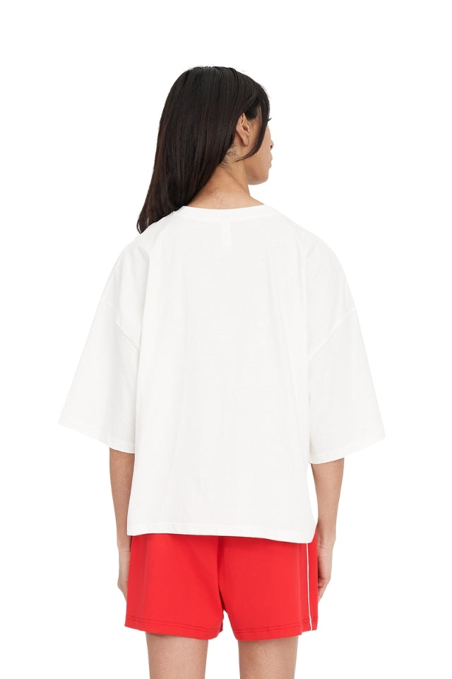 BOXY CROP TEE 220/1ST BASE - Chalk
