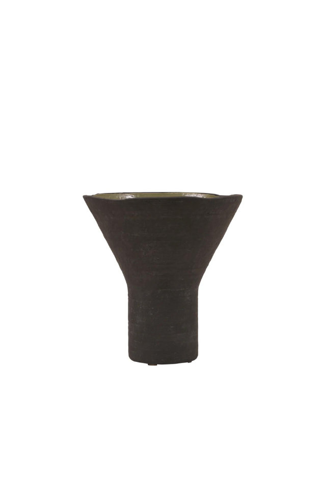 Balise Wide Mouth Vase - Black,Green