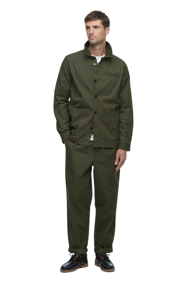 Cole Tailored Poplin Overshirt - Olive