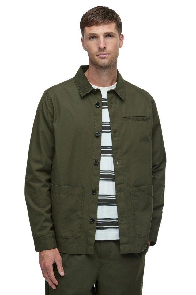 Cole Tailored Poplin Overshirt - Olive