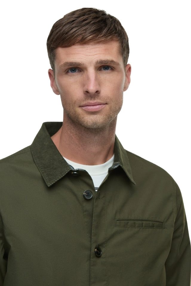 Cole Tailored Poplin Overshirt - Olive