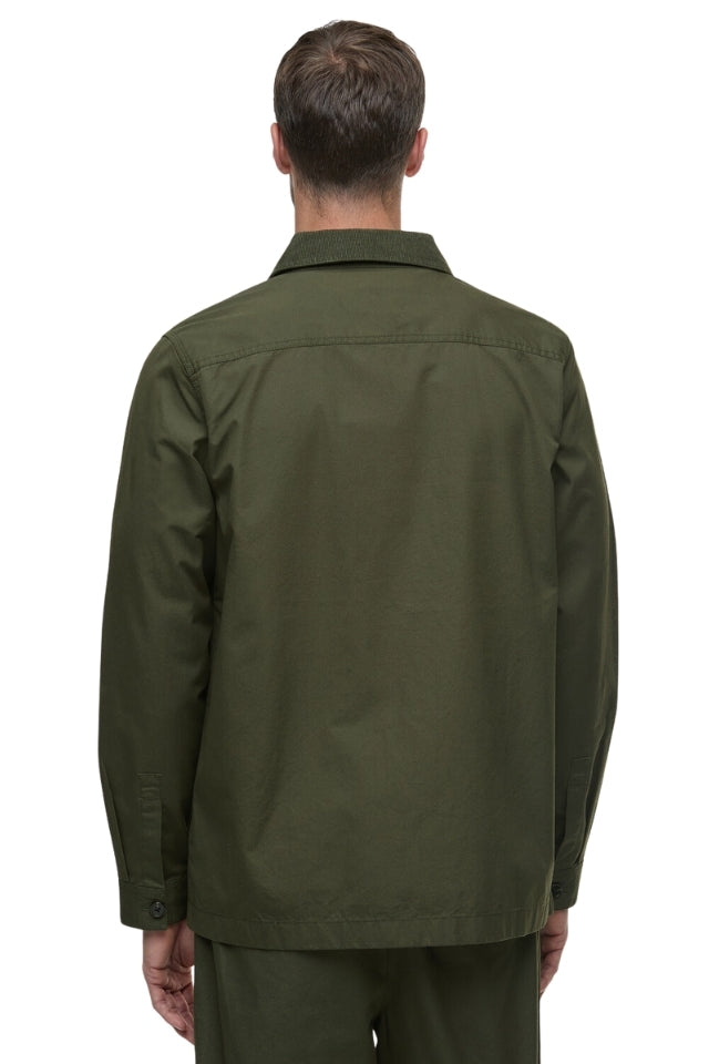 Cole Tailored Poplin Overshirt - Olive