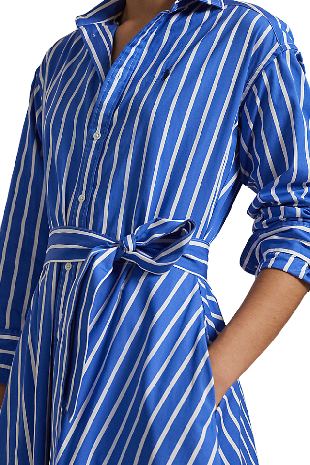 Belted Striped Shirt Dress
