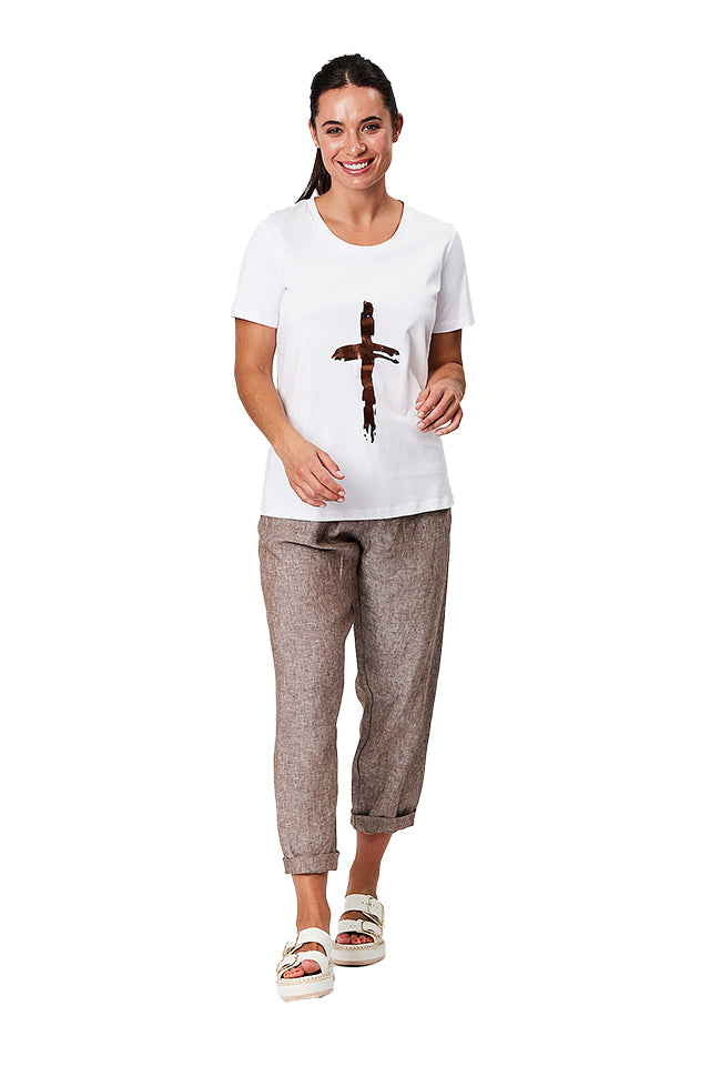 Blackstone BSY8633 Dripping Metallic Cross Tee Bronze