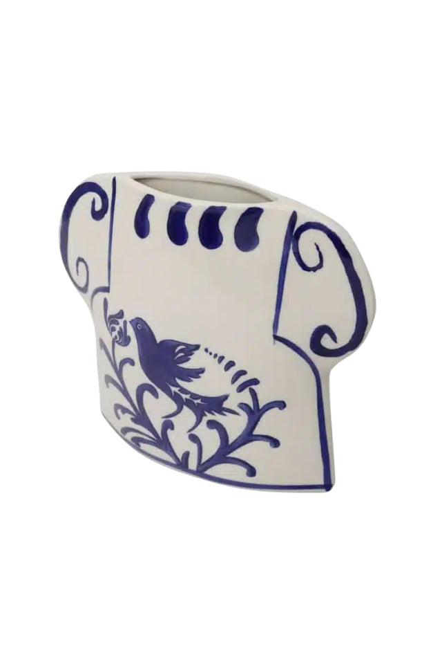 Blanche Vase - White/Blue