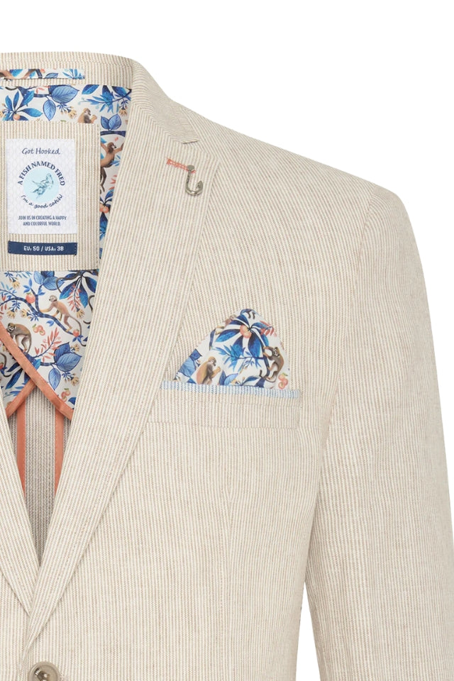 Linen Stripe Blazer - Sand