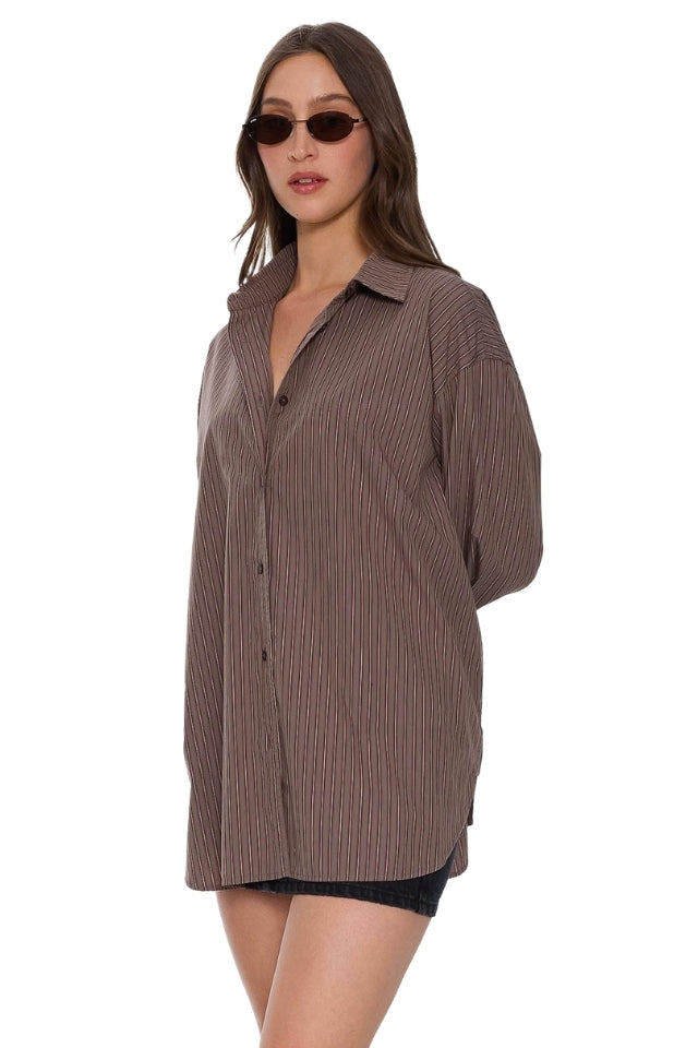 Brentwood Stripe Oversized Shirt - Falcon
