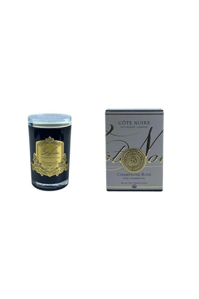 CGG075 Cote Noir Crystal Glass Lid Soy Blend Candle Pink Champagne