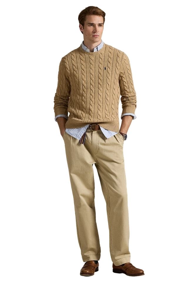 Cable-Knit Cotton Sweater - Brown