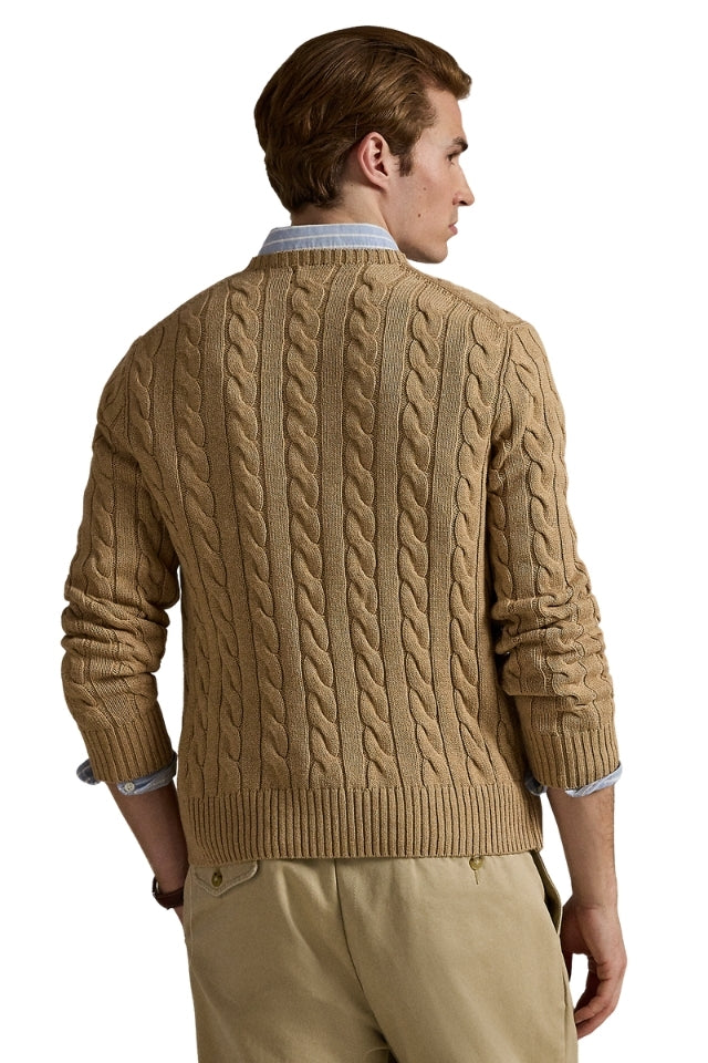 Cable-Knit Cotton Sweater - Brown