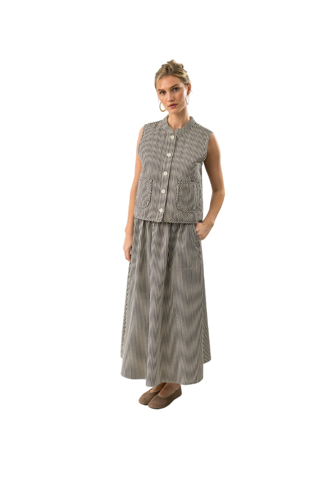 CairoLL Quilted Vest - Stripe Black