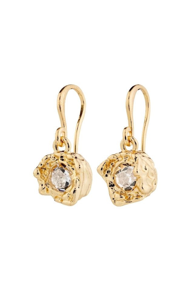 Callum Recycled Gold Plated Earrings - Crystal