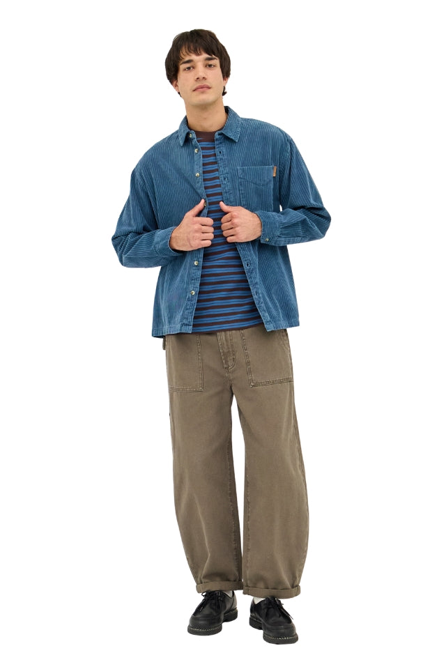 Campus Chunky Cord Long Sleeve Shirt - Washed Blue