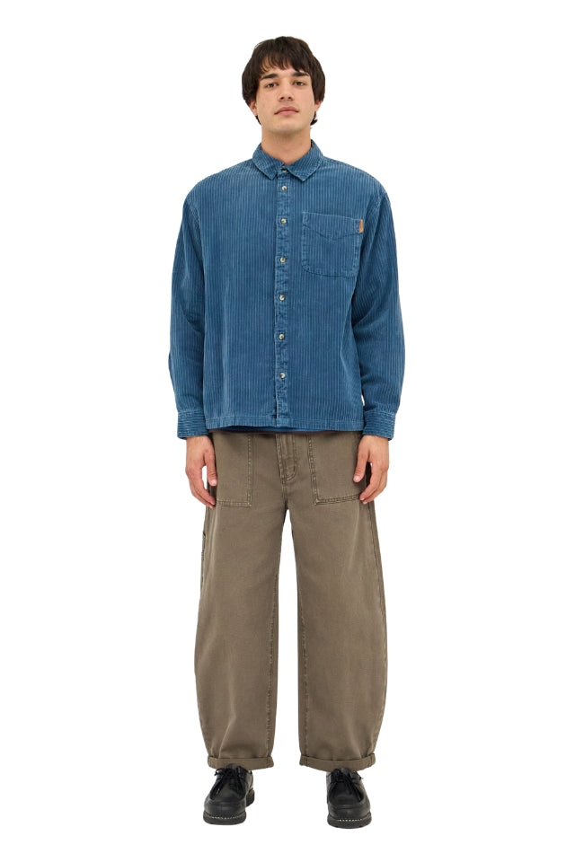 Campus Chunky Cord Long Sleeve Shirt - Washed Blue