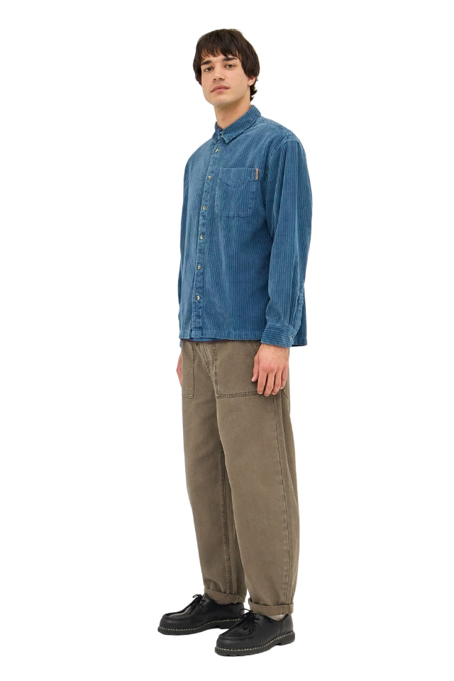 Campus Chunky Cord Long Sleeve Shirt - Washed Blue
