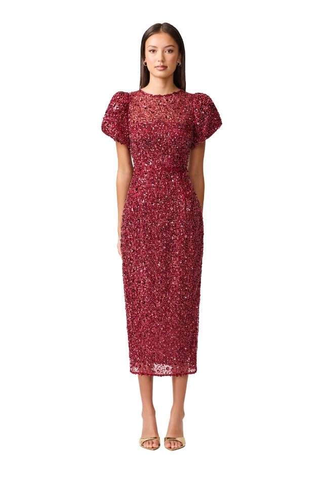 Carmen Midi Dress - Berry