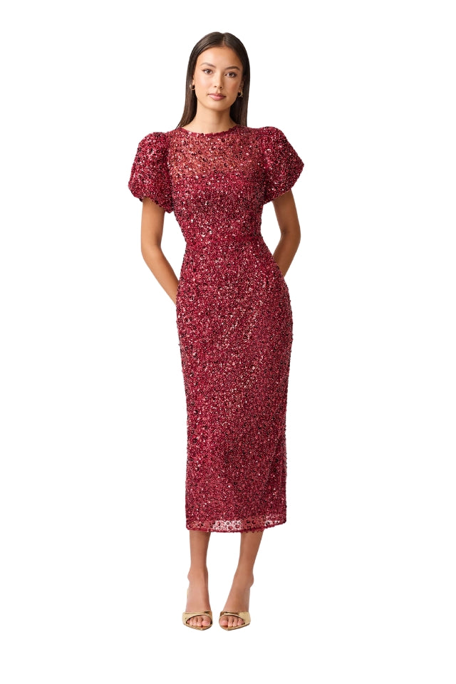 Carmen Midi Dress - Berry