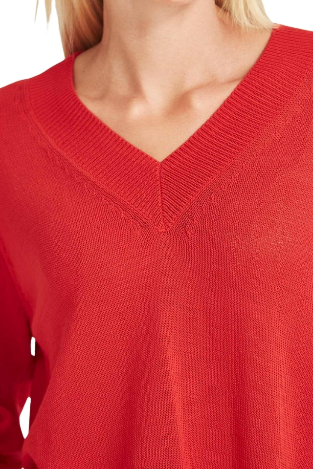 Carnival V Neck Sweater - Scarlet