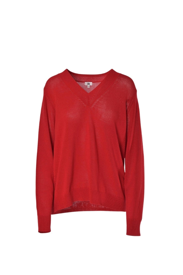 Carnival V Neck Sweater - Scarlet