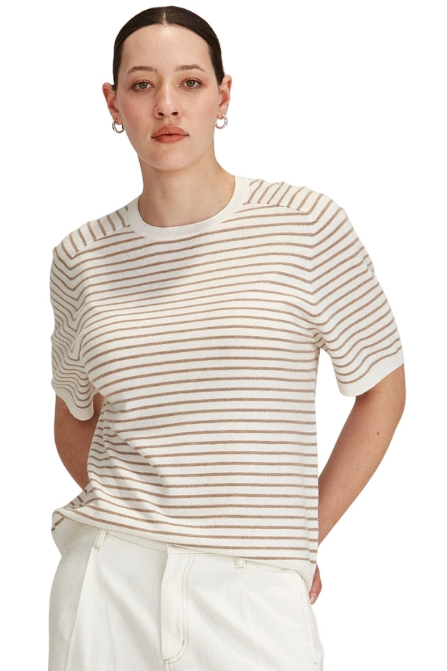 Cecilia Stripe Knit Tee - Snowflake/Oat