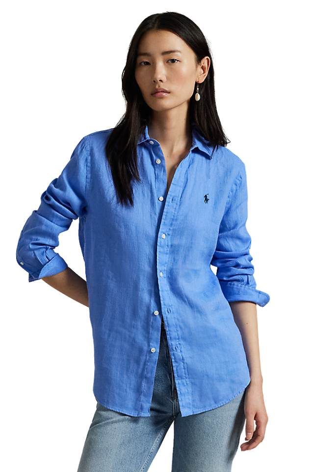 Classic Fit Linen Shirt - Bright Blue