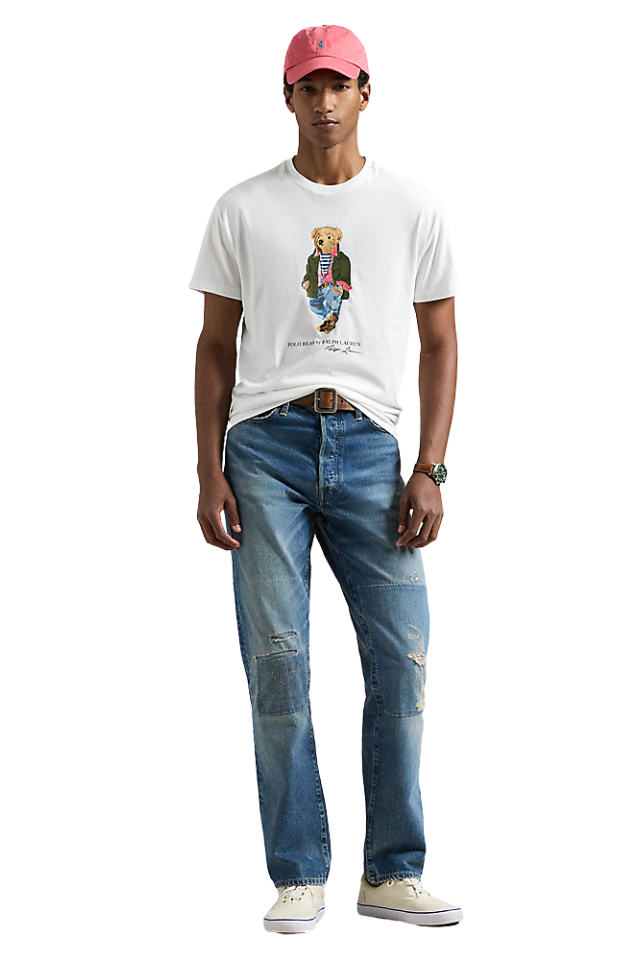 Classic Fit Polo Bear Jersey T-Shirt - White Explorer Bear