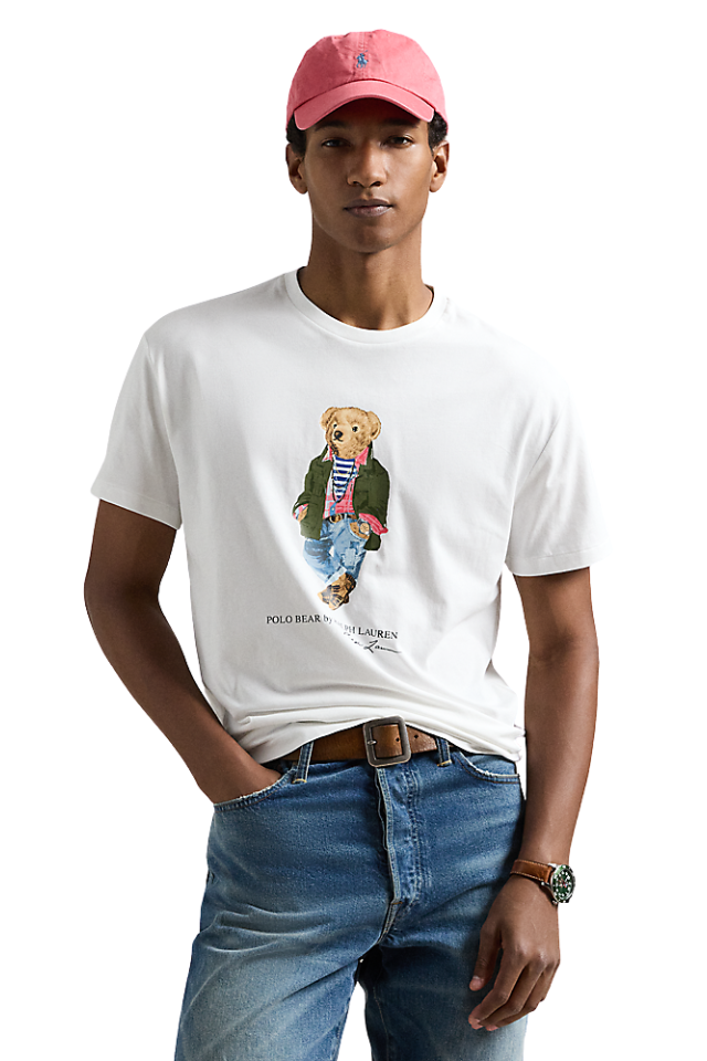Classic Fit Polo Bear Jersey T-Shirt - White Explorer Bear