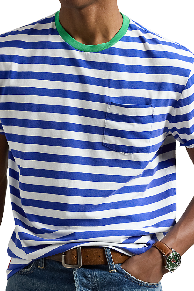 Classic Fit Striped Jersey T-Shirt - Blue Saturn Multi