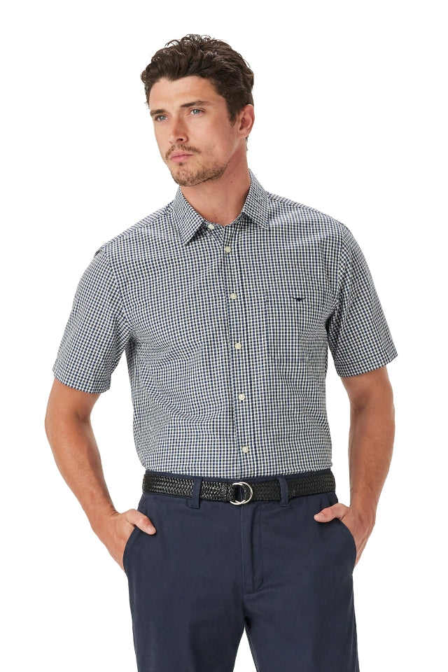 Classic Poplin Check Shirt - Navy/Charcoal