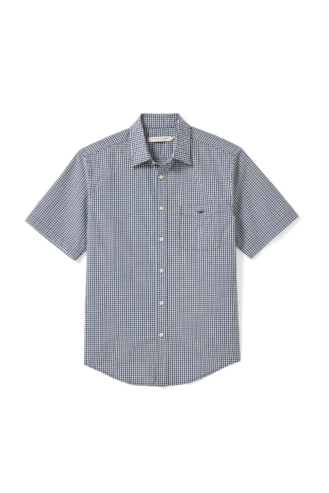Classic Poplin Check Shirt - Navy/Charcoal