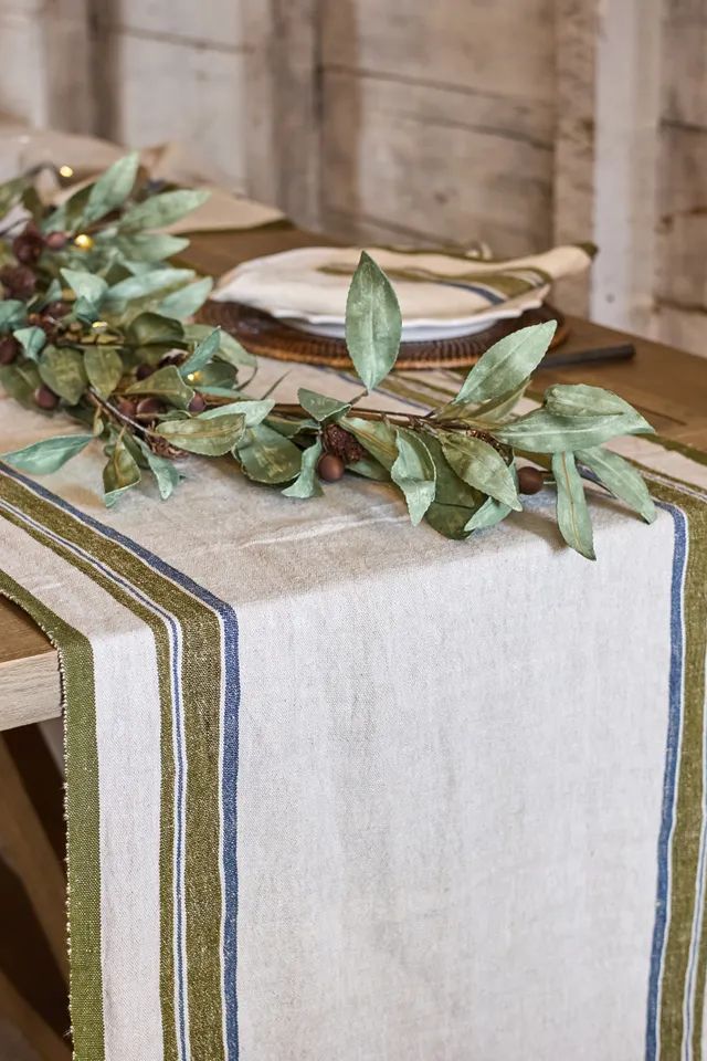 Selvedge Stripe Linen Table Runner