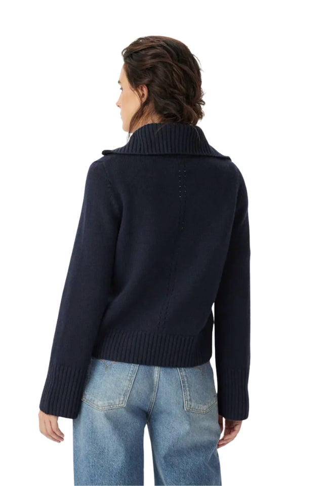 Casuarina Lambswool Zip Knit - Navy