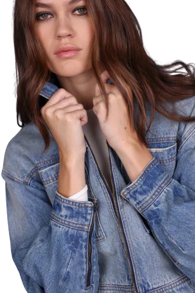 Denim Crop Jacket - Vintage Blue