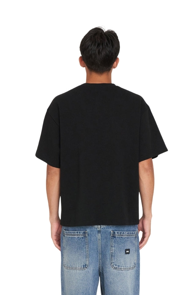 Crop Waffle Sup Tee - Black