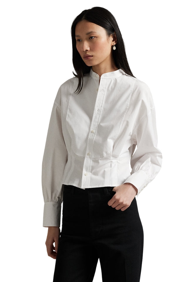 Cropped Cotton Poplin Tuxedo Shirt