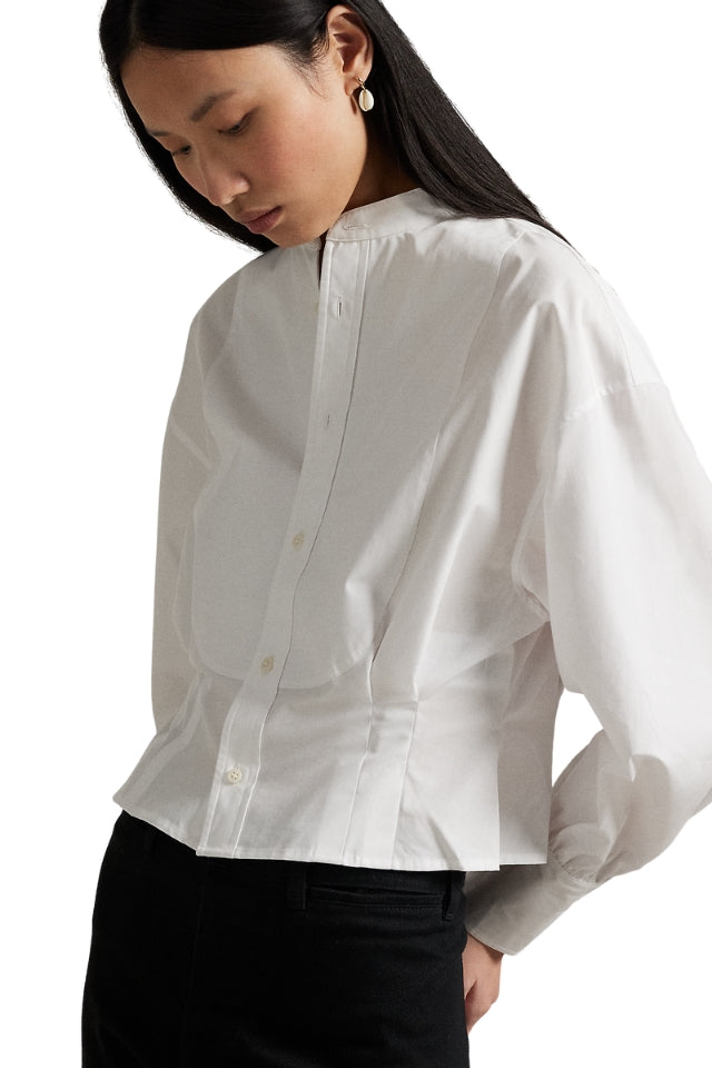 Cropped Cotton Poplin Tuxedo Shirt